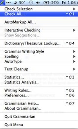 Grammarian PRO2 grammar check pencil menu